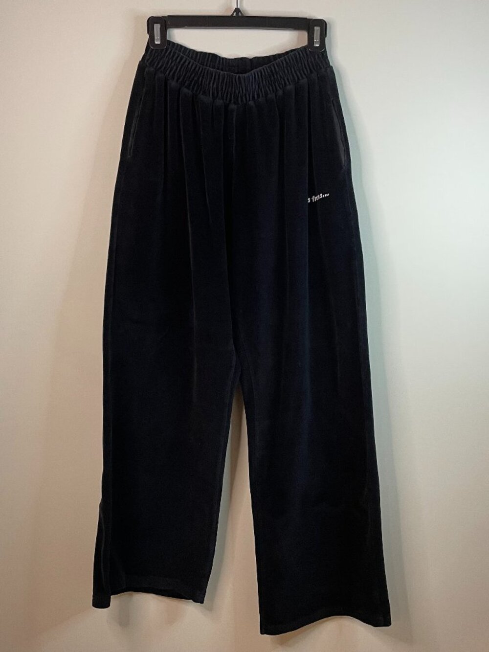 iets frans Black Velour Wide Leg Joggers Women's Size XS